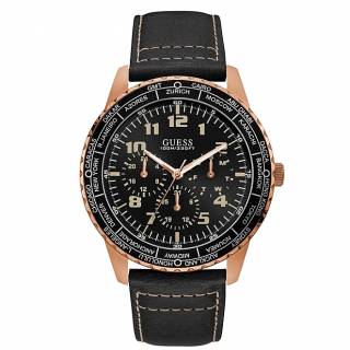 ΡΟΛΟΙ GUESS  W1170G2 GUESS Mens Black Leather Strap