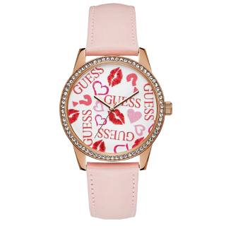 ΡΟΛΟΙ GUESS  W1206L3 GUESS Ladies Crystals Pink Leather Strap