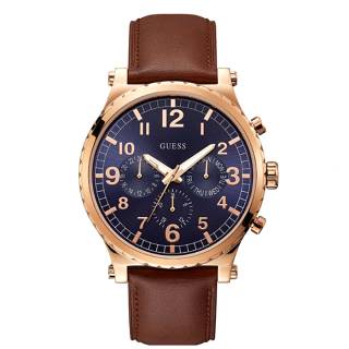 ΡΟΛΟΙ GUESS  W1215G1 GUESS Mens Brown Leather Strap