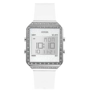 ΡΟΛΟΙ GUESS  W1224L1 GUESS Ladies Crystals Chronograph White Rubber Strap