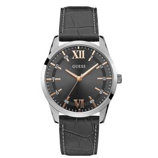 ΡΟΛΟΙ GUESS  W1307G1 GUESS Mens Grey Leather Strap