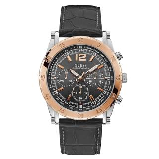 ΡΟΛΟΙ GUESS W1311G1 GUESS Mens Chronograph Black Leather Strap