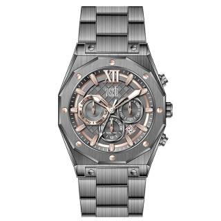 ΡΟΛΟΙ VISETTI  WN-694GUR  VISETTI Challenger Dual Time Grey Stainless Steel Bracelet