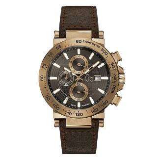 ΡΟΛΟΙ GUESS COLLECTION Y37001G5 GUESS Collection Mens Chronograph Brown Leather Strap