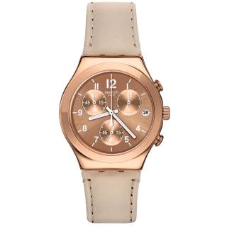 ΡΟΛΟΙ SWATCH  YCG416 SWATCH Irony Essential Chronograph Beige Leather Strap