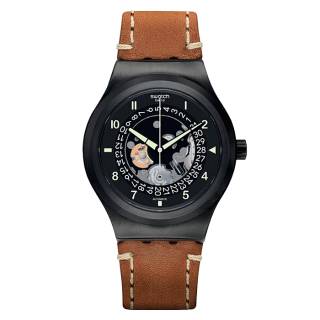 ΡΟΛΟΙ SWATCH  YIB402 SWATCH Sistem Thought Automatic Silver Leather Strap