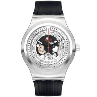 ΡΟΛΟΙ SWATCH YIS431 SWATCH Irony Sistem Through Again Automatic Black Leather Strap