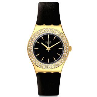 ΡΟΛΟΙ SWATCH YLG141 Swatch Irony Medium Goldy Show Black Silicone Strap