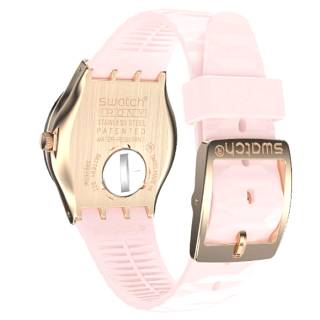 ΡΟΛΟΙ SWATCH  YLG147 SWATCH Irony Golden Rosaline Crystals Pink Silicone Strap