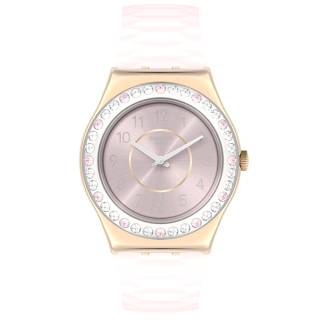 ΡΟΛΟΙ SWATCH  YLG147 SWATCH Irony Golden Rosaline Crystals Pink Silicone Strap