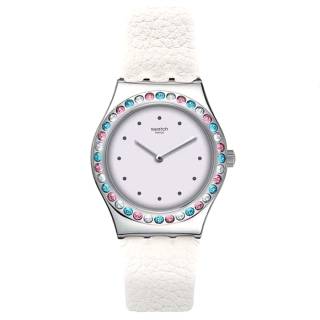 ΡΟΛΟΙ SWATCH  YLS201 SWATCH Irony After Dinner White Leather Strap