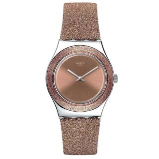 ΡΟΛΟΙ SWATCH YLS220 SWATCH Irony Rose Sparkle Brown Combined Materials Strap