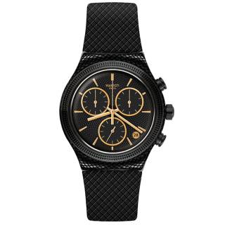 ΡΟΛΟΙ SWATCH  YVB408 SWATCH Crazy For Precious Chronograph Black Rubber Strap