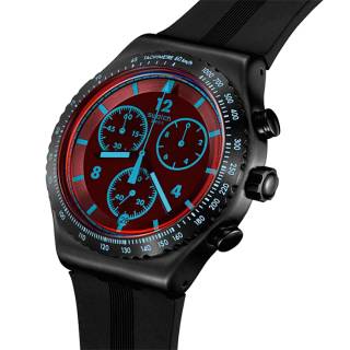 ΡΟΛΟΙ SWATCH  YVB417 SWATCH Irony Crimson Mystique Chronograph Black Rubber Strap