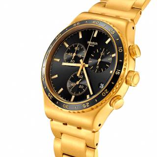 ΡΟΛΟΙ SWATCH  YVG418G SWATCH In The Black Chronograph Gold Stainless Steel Bracelet