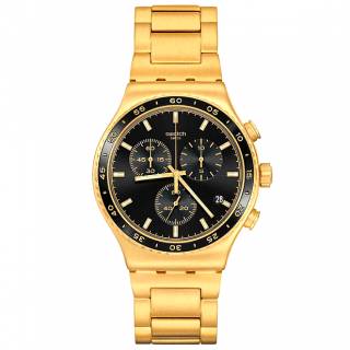 ΡΟΛΟΙ SWATCH  YVG418G SWATCH In The Black Chronograph Gold Stainless Steel Bracelet