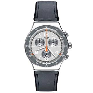 ΡΟΛΟΙ SWATCH  YVS446 SWATCH Irony Last Round Chronograph Grey Leather Strap