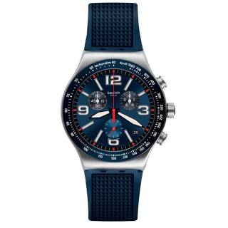 ΡΟΛΟΙ SWATCH  YVS454 SWATCH Blue Grid Chronograph Blue Rubber Strap