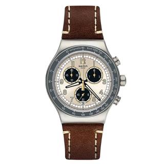 ΡΟΛΟΙ SWATCH  YVS455 SWATCH Rhum Chronograph Brown Leather Strap