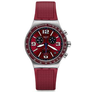 ΡΟΛΟΙ SWATCH YVS464  SWATCH Wine Grid Chronograph Bordeaux Rubber Strap