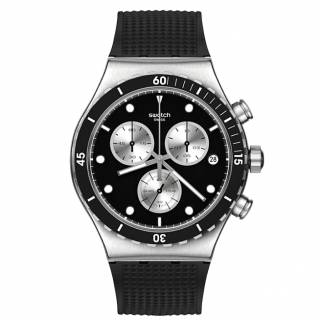 ΡΟΛΟΙ SWATCH  YVS487 SWATCH Dark Irony  Chronograph Black Rubber Strap