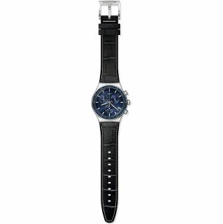 ΡΟΛΟΙ SWATCH YVS496 SWATCH Cobalt  Lagoon  Chronograph Black Leather Strap