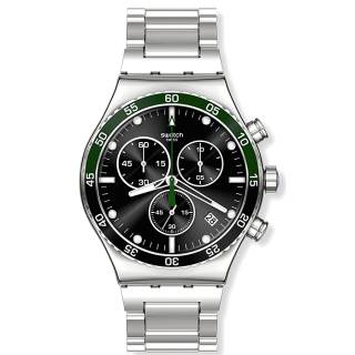 ΡΟΛΟΙ SWATCH  YVS506G SWATCH Dark Green Irony Silver Stainless Steel Bracelet