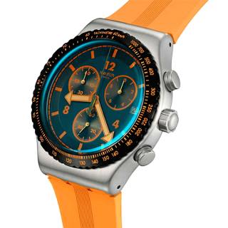 ΡΟΛΟΙ SWATCH  YVS529 SWATCH Irony Tangerine Tiger Chronograph Orange Rubber Strap