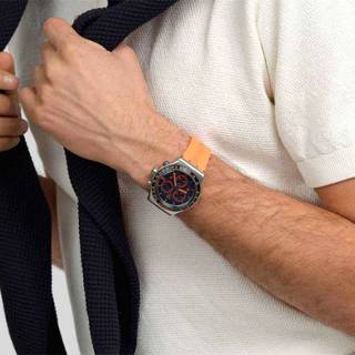 ΡΟΛΟΙ SWATCH  YVS529 SWATCH Irony Tangerine Tiger Chronograph Orange Rubber Strap