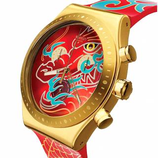 ΡΟΛΟΙ SWATCH  YVZ100 SWATCH New Irony Chronograph Dragon In Motion Multicolor Silicone Strap