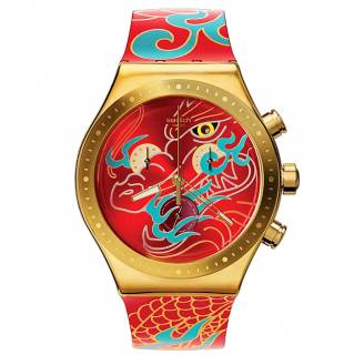 ΡΟΛΟΙ SWATCH  YVZ100 SWATCH New Irony Chronograph Dragon In Motion Multicolor Silicone Strap