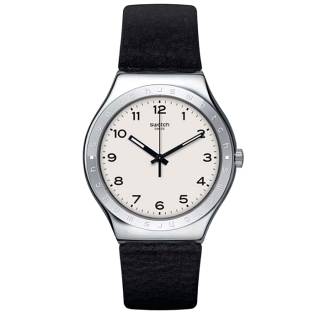 ΡΟΛΟΙ SWATCH  YWS101 SWATCH Time To Swatch Big Will Black Leather Strap