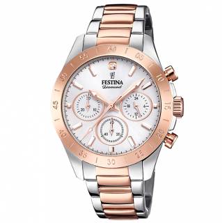 ΡΟΛΟΙ FESTINA  F20398/1 FESTINA Diamond Crystals Chronograph Two Tone Stainless Steel Bracelet